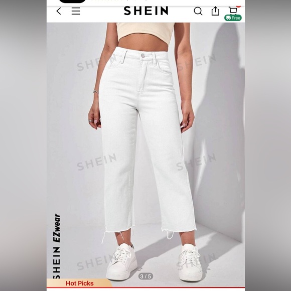 Cropped Raw Hem High Rise Straight Leg Jeans Size 4 - Picture 2 of 5